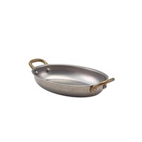 Genware Vintage Steel Oval Dish 18.5x13.5cm